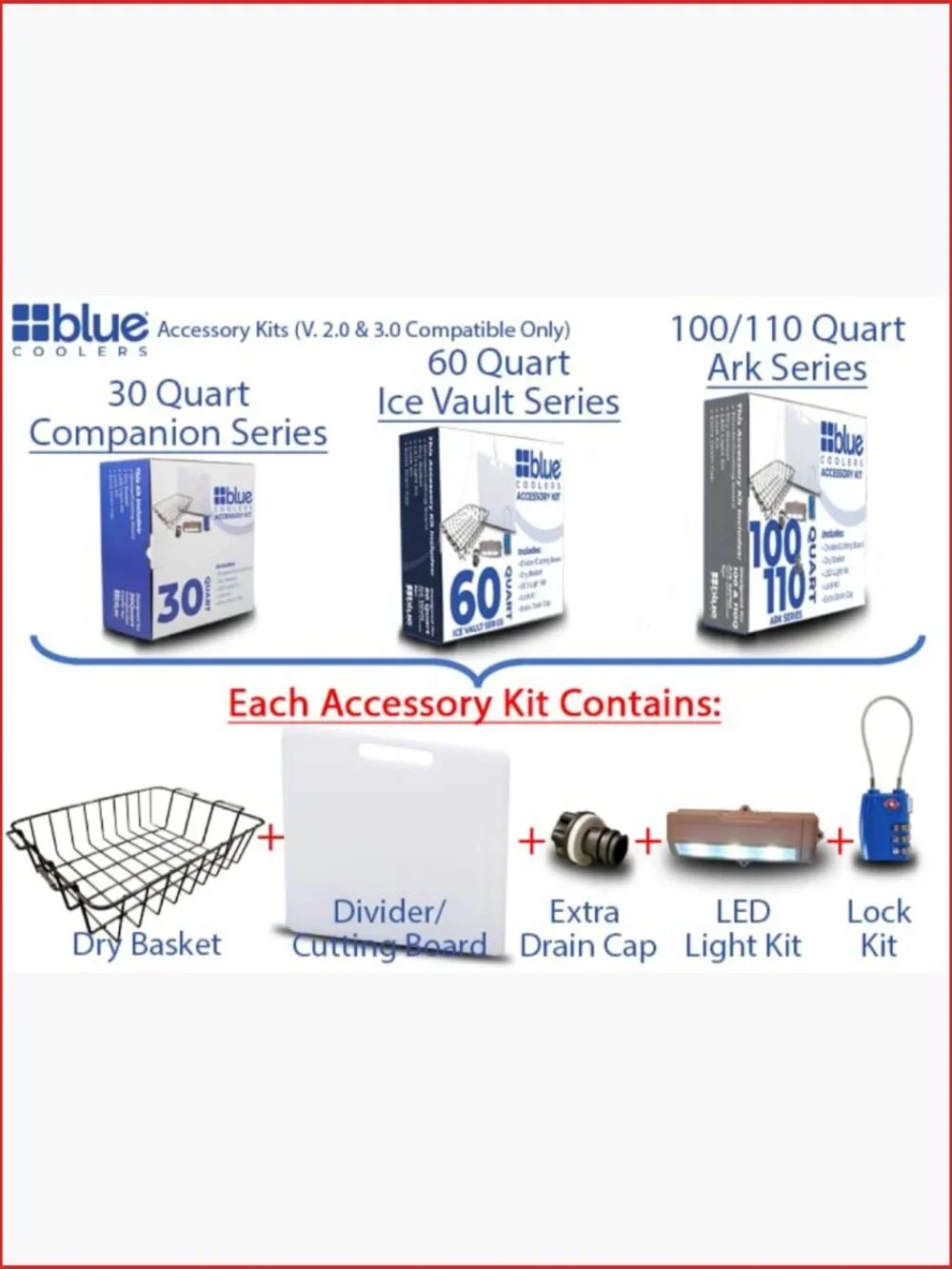 Cooler Accessory Kit - Divider/Cutting Board, Basket, Lock, Light, Plug - Picture 2 of 6
